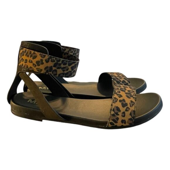 MIA Lydya Leopard Print Sandals Vegan Leather Black Brown Animal Print 7.5 - Picture 2 of 10